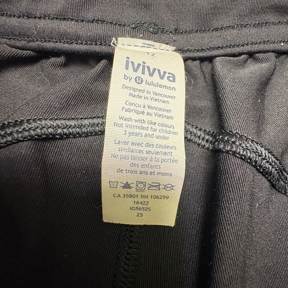 Ivivva Girls 12 Black Jogging Pants With Pockets Drawstring - Picture 2 of 6